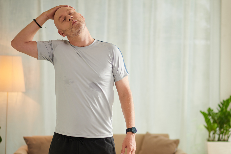 man, stretching, ritual, active, productivity