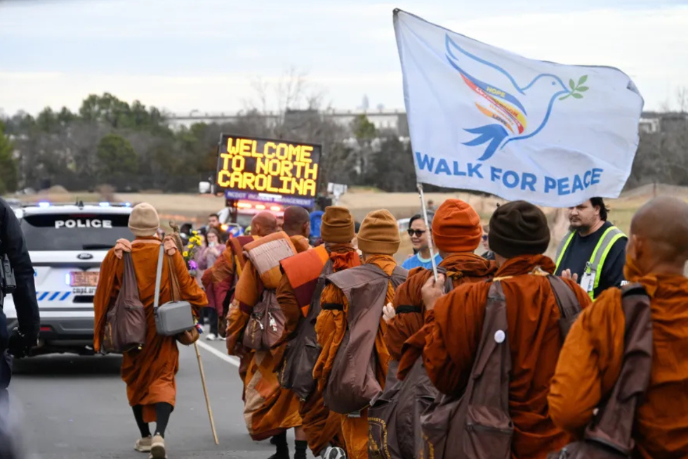 monks, Buddhism, Buddhist, walk, peace