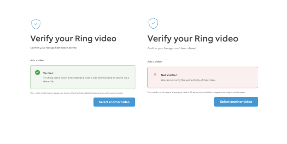 a screenshot of Ring Verify from Ring Site
