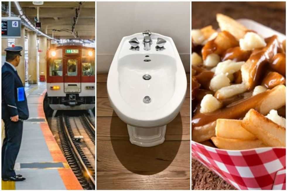 japan, poutine, french fries, bidets, trains, subway, 