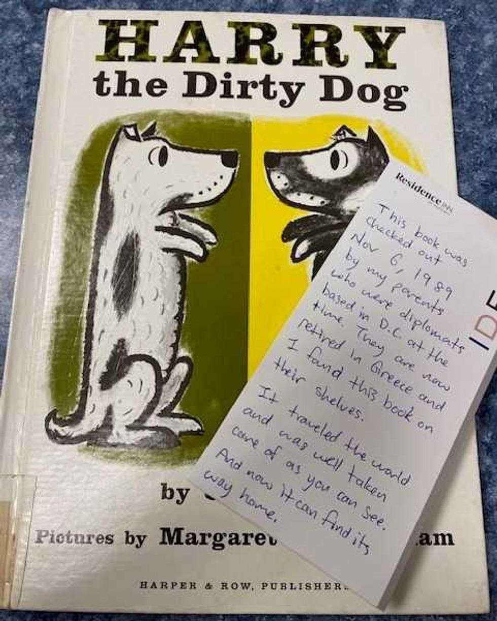 library book, children's book, harry the dirty dog, overdue library book, chantilly regional library