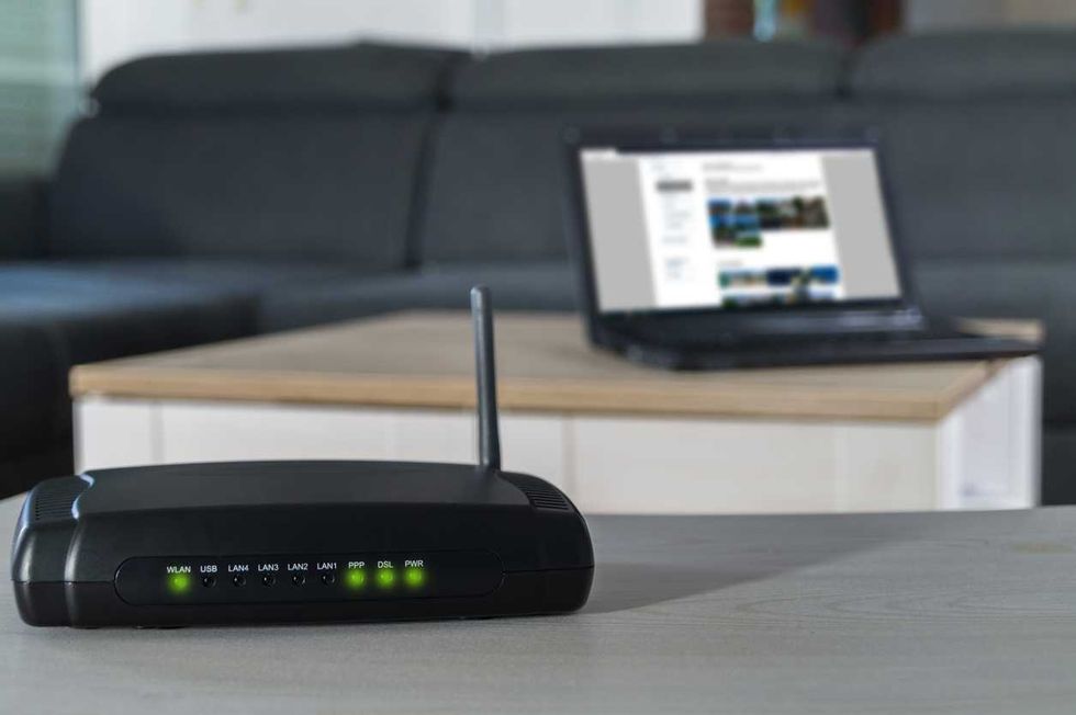 Home internet router on desk