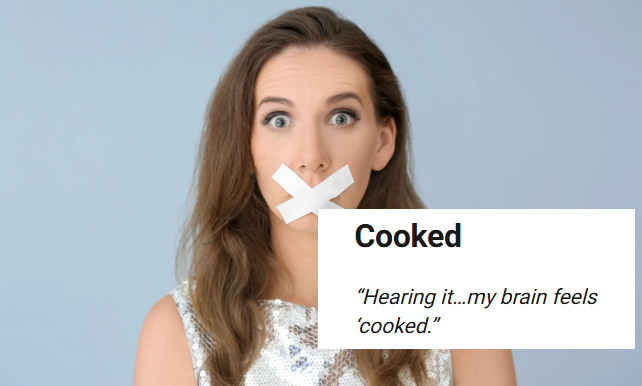 banned words, linguists, cooked, tape on mouth, can't talk, bad words