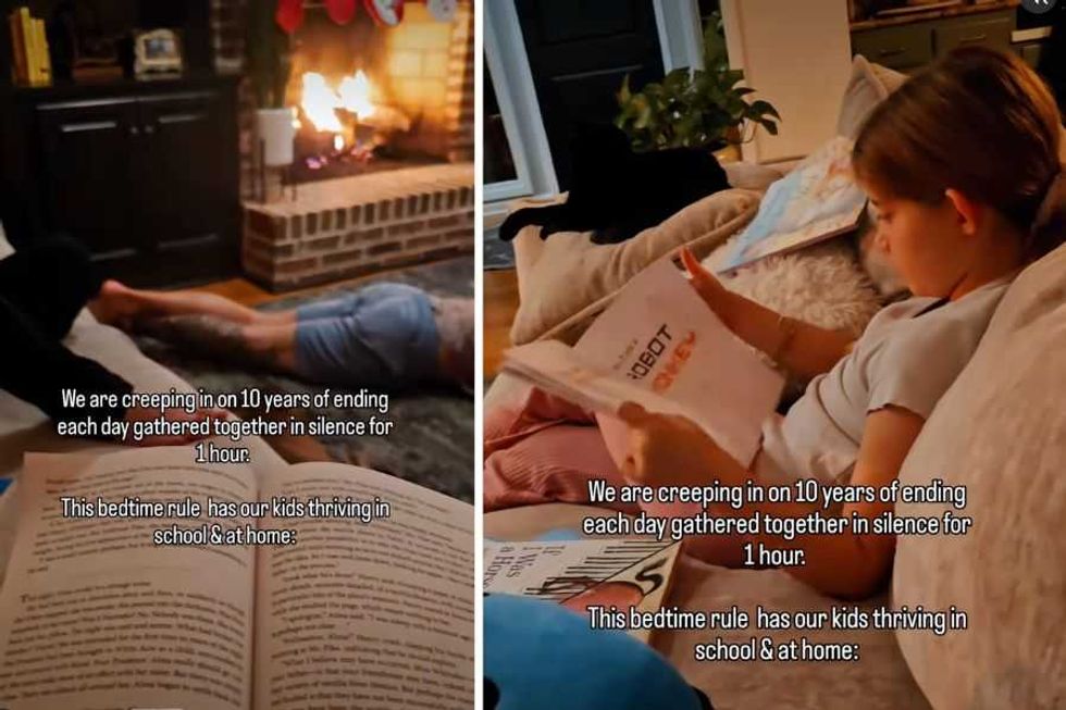 Mom shares her family's 10-year tradition of ending each day with an hour of silent reading