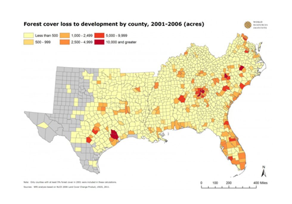Top Ten Counties Losing Forests in the South