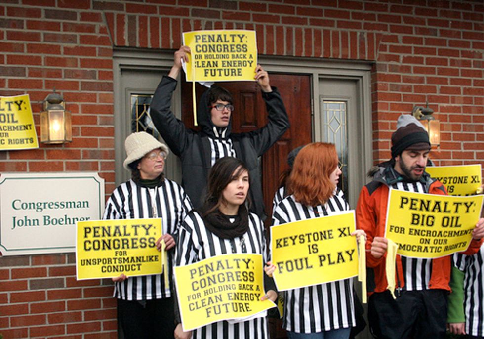 Climate Activists Call Foul at Rep. Boehner’s Office over Keystone Pipeline and Campaign Cash from Big Oil
