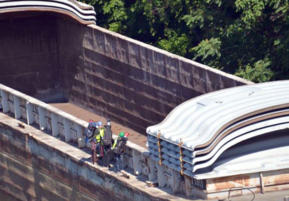 Activists Board Coal Barge and Blockade Kayford Strip Mine Haul Road