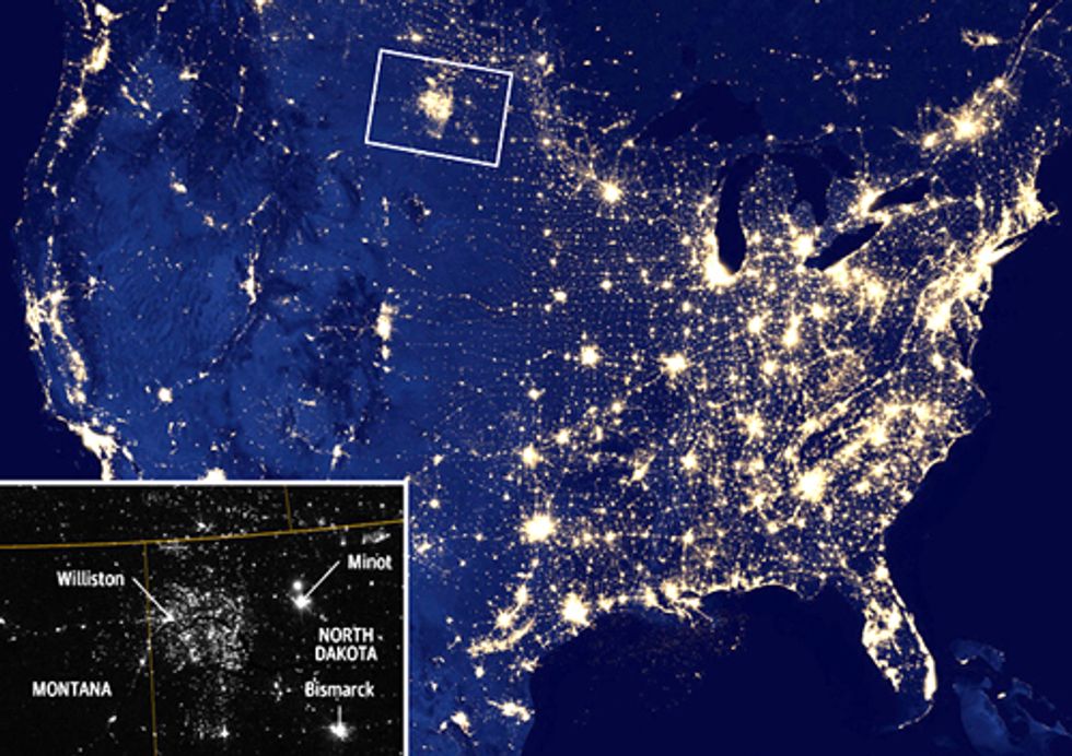 U.S. Gas Flaring Visible from Space as Fracking Industry Booms