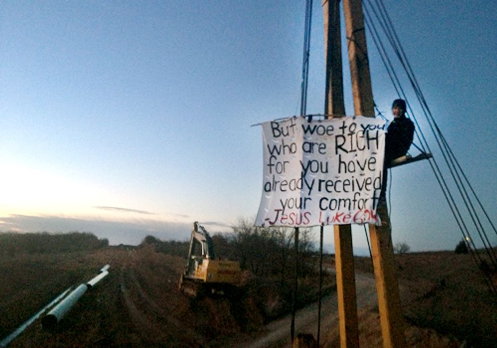 BREAKING: Lifelong Oklahoman Youth Pastor Locked to Machinery in Protest of Keystone XL
