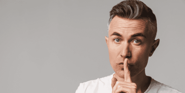 shhh, quiet, zip it, mouth closed, say nothing, be quiet