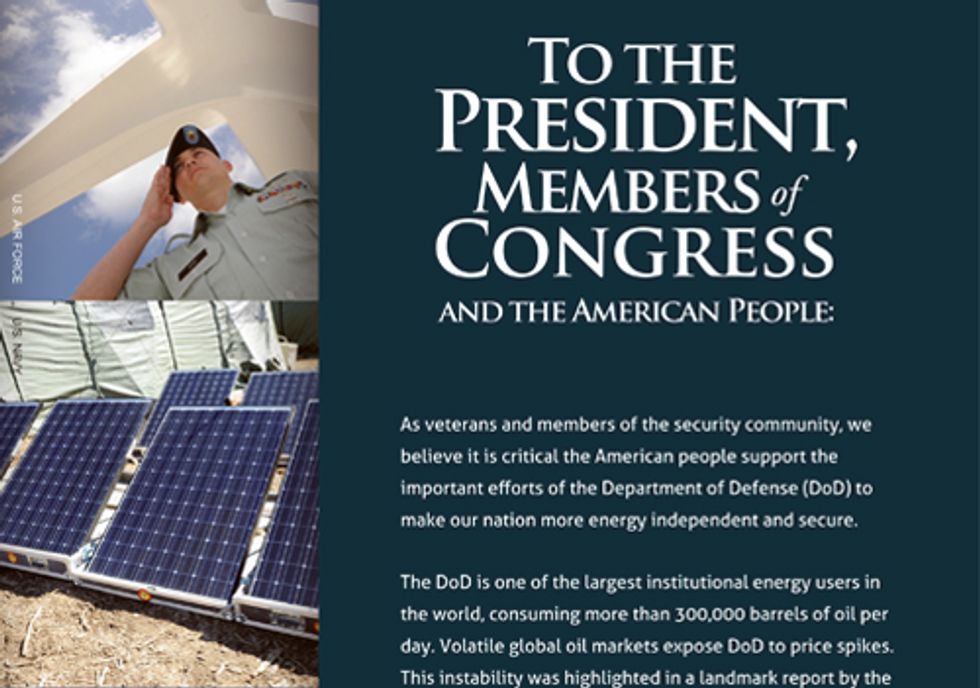Veterans Tell Department of Defense to Reduce Fossil Fuel Dependence and Develop Renewables