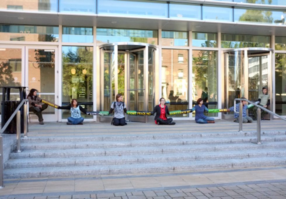 Earth First!ers Lock Down NC DENR Headquarters Protesting the State's Continued Path Toward Legalizing Fracking