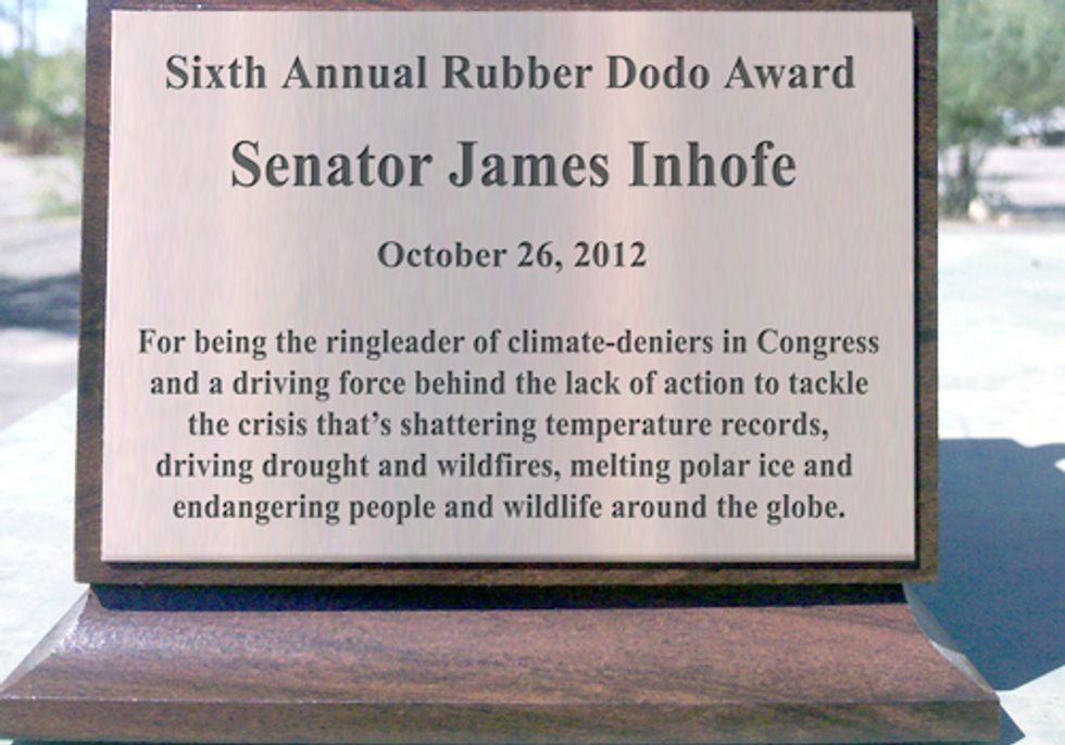 Climate-Change Denying Senator James Inhofe Wins 2012 Rubber Dodo Award