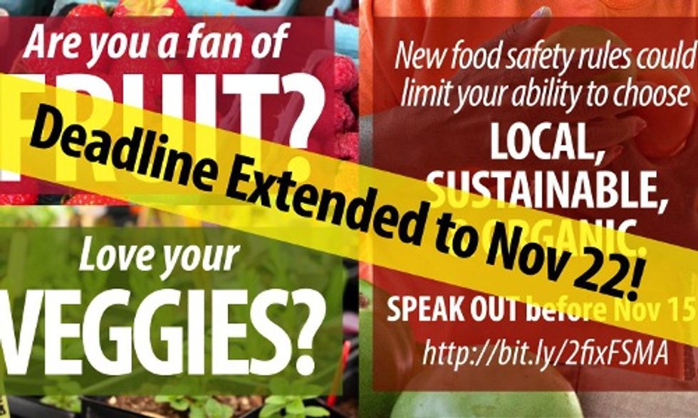 Comment Period Extended for Food Safety Rules, Show Support for Local, Organic Foods