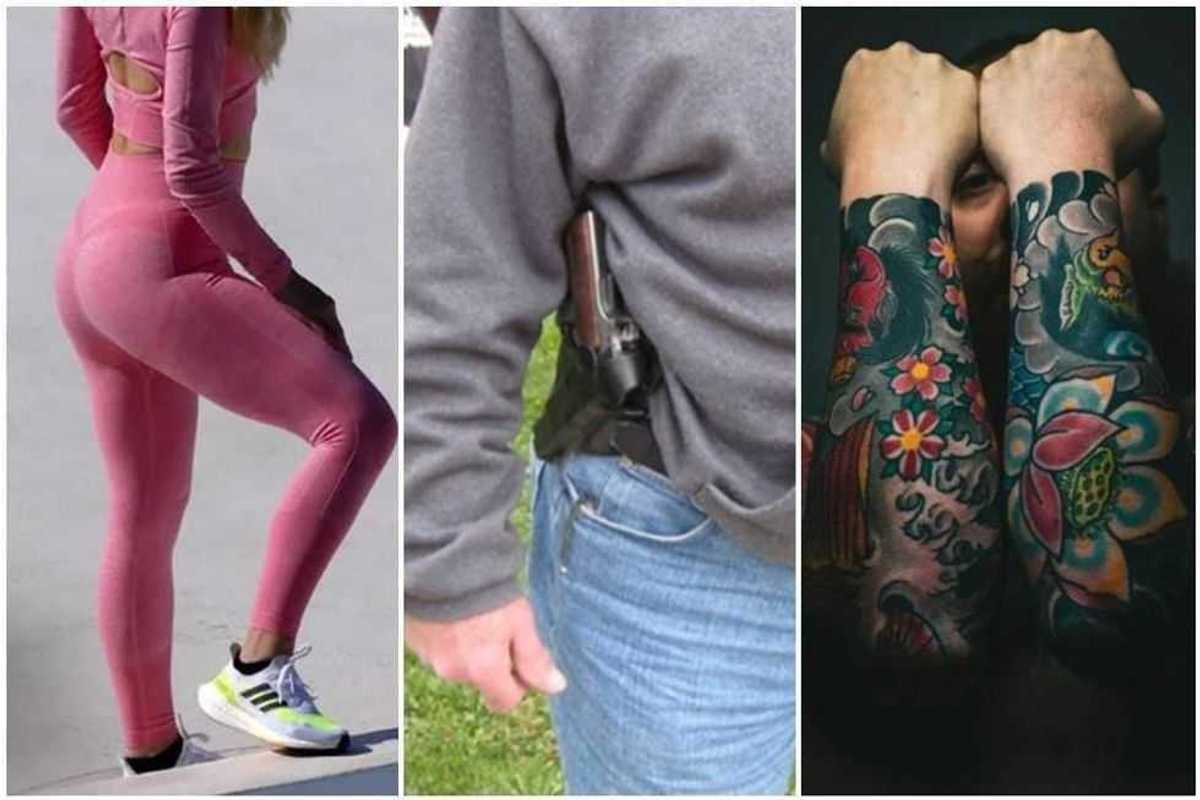 yoga pants, tattoos, guns, accepted, trends, embarrassing