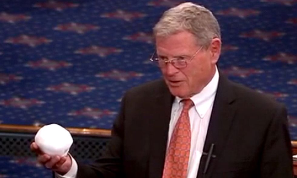 Watch Sen. Inhofe Throw a Snowball on Senate Floor to Prove Climate Change Is a 'Hoax'