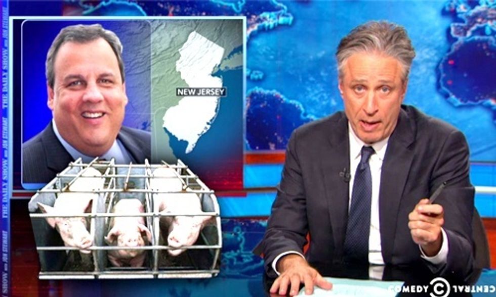Jon Stewart Rips Gov. Christie for Political Favors to Hog Industry Cronies