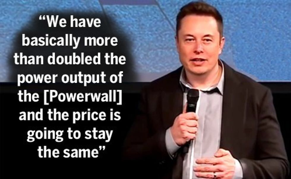 Elon Musk: 'We've Dramatically Increased the Power Capability' of the Tesla Powerwall