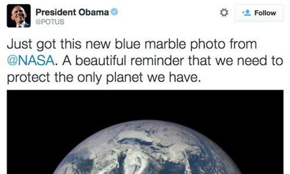 President Obama Tweets First Blue Marble Photo in 43 Years