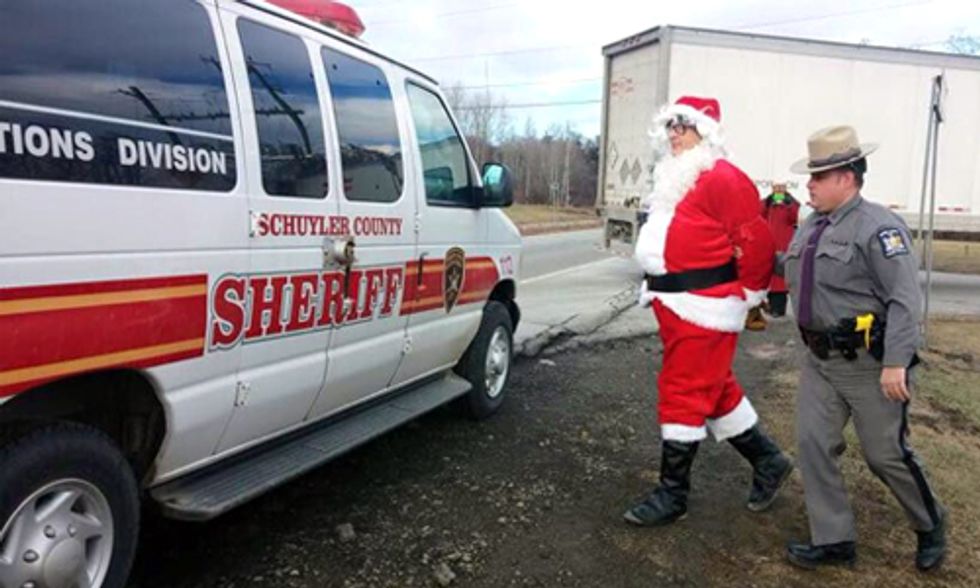 Santa Claus + 7 Elves Arrested Protesting Fracking Infrastructure