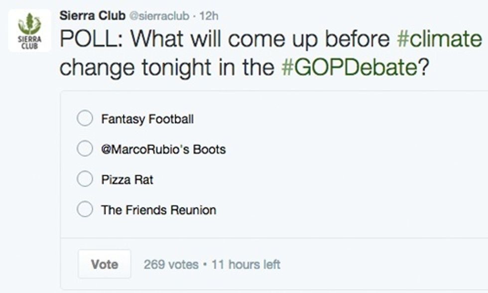 Top 10 Funniest Tweets on #GOPDebate Failing to Mention Climate Change Even Once