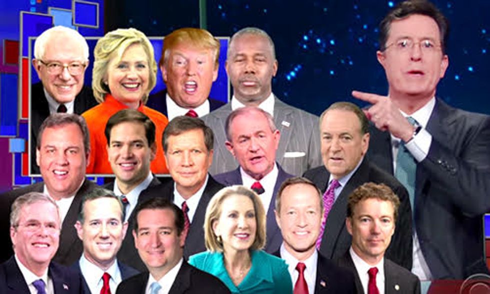 Watch Colbert Explain Why the Broncos Should Draft Hillary Clinton for the Super Bowl