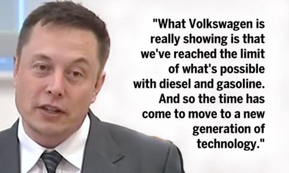 Tesla CEO Elon Musk: VW Scandal Shows Time's Up for Fossil Fuels