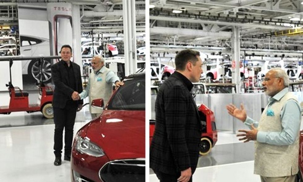 Elon Musk Gives Indian Prime Minister Tour of Tesla Factory, Talks Battery Storage and Solar