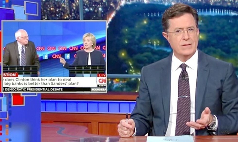 Colbert's 5 Funniest Moments from the #DemDebate