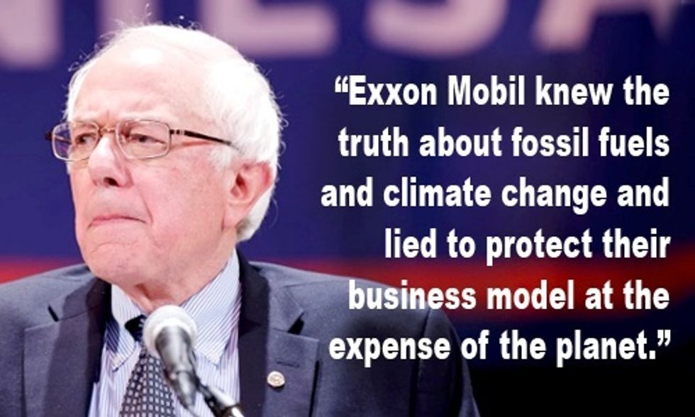 Bernie Sanders Demands DOJ Go After Exxon for 'Covering Up' Climate Change