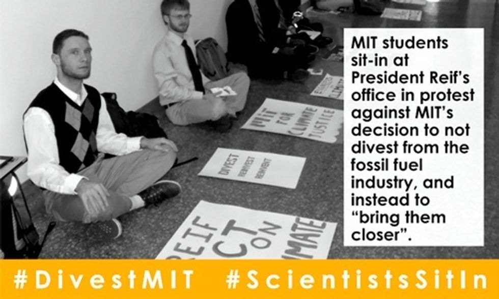 MIT Students: We're Sitting-In at President Reif's Door Until He Divests From Fossil Fuels