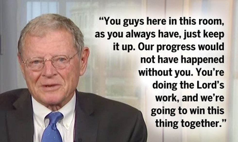 Senator Inhofe to Climate Deniers: 'You're Doing the Lord's Work'