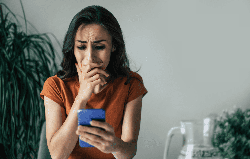 woman, young woman, crying, smartphone, recording yourself crying