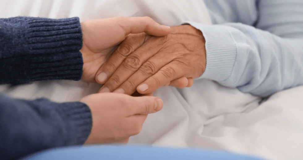 hands, holding hands, hospice, hospital bed, death, final days,