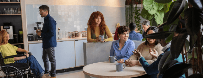 office, office kitchen, office fridge, workers, employees