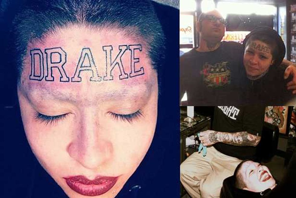 Drake Fan Tats His Name on Her Forehead, Shows Him That She Loves the Boy