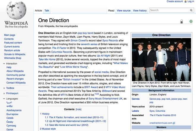 one direction history wiki