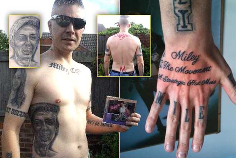 40-Year-Old Miley Cyrus Fan has 22 Tattoos Of His Idol Inked All Over His Body