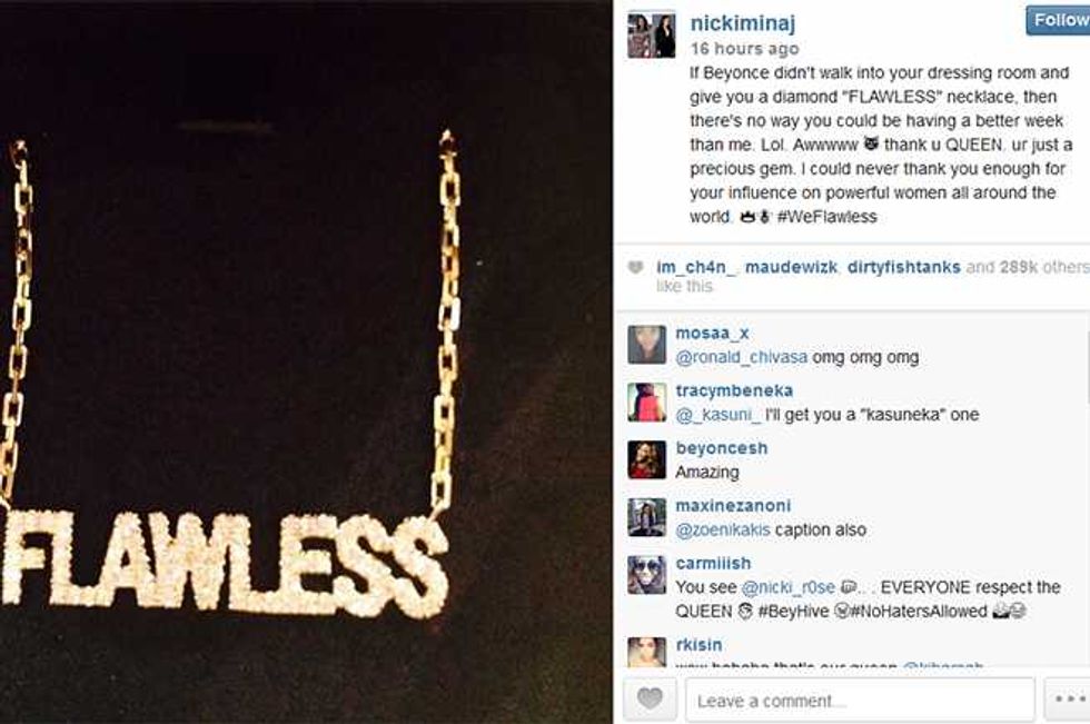 Beyonce Gifts Nicki Minaj With A Flawless Diamond Necklace!