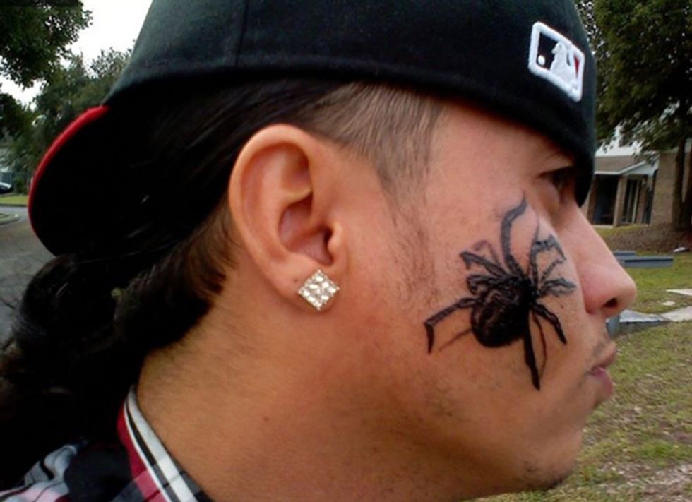 Man Gets Huge Black Widow Tattooed On Face To Help Overcome Fear Of Spiders