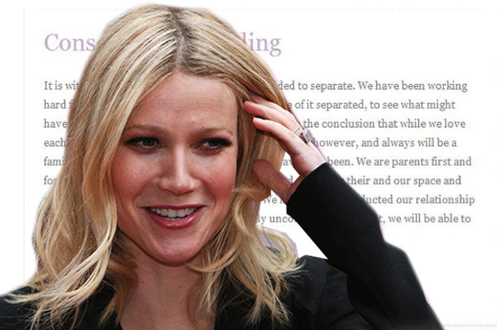 Unedited Gwyneth Paltrow And Chris Martin ‘Conscious Uncoupling’ Statement (Probably)