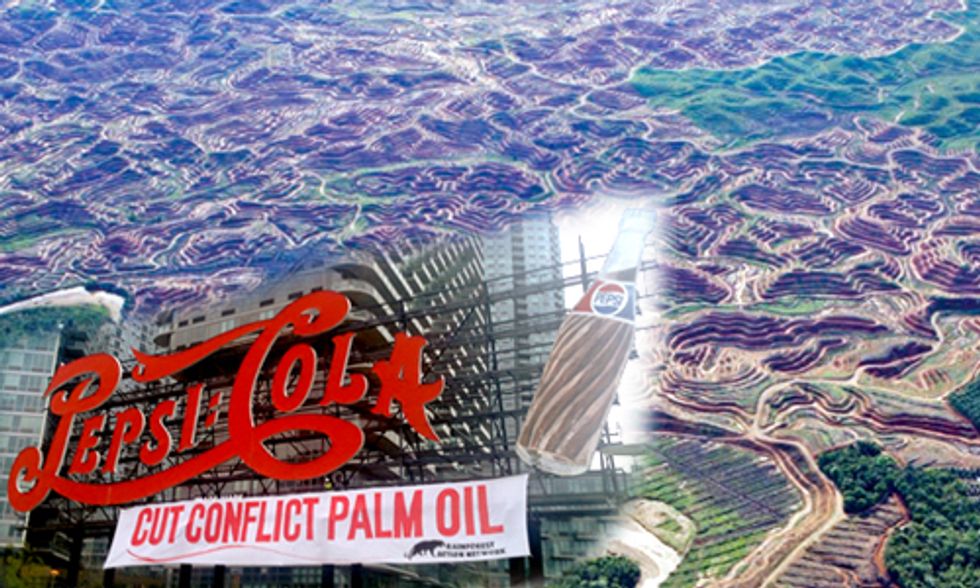 Activists Scale NYC Landmark, Drop Banner: Pepsi Cola, Cut Conflict Palm Oil