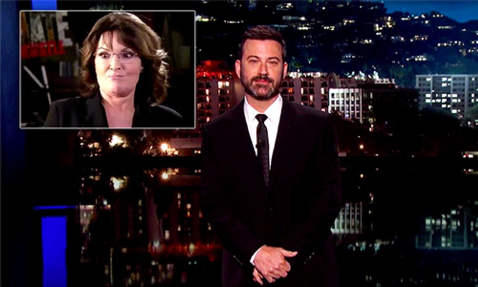Watch Jimmy Kimmel Slam Sarah Palin for Her Part in Climate Hustle