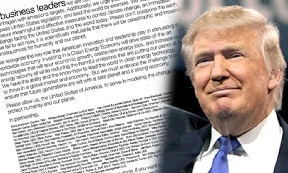 Trump to Obama in 2009: "If We Fail to Act Now ... There Will Be Catastrophic and Irreversible Consequences for Humanity and Our Planet”