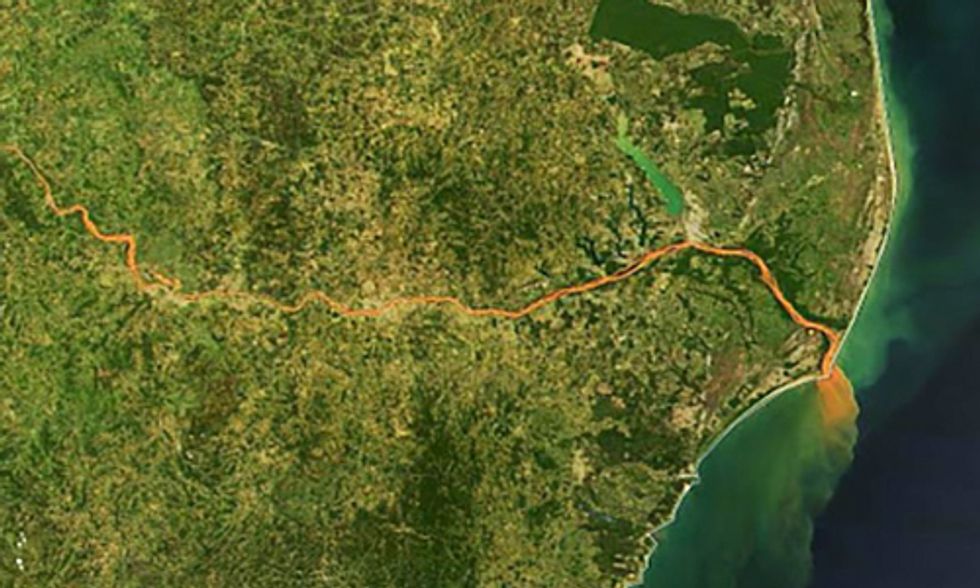 Bird's Eye View of Catastrophic Toxic Mine-Waste Spill in Brazil