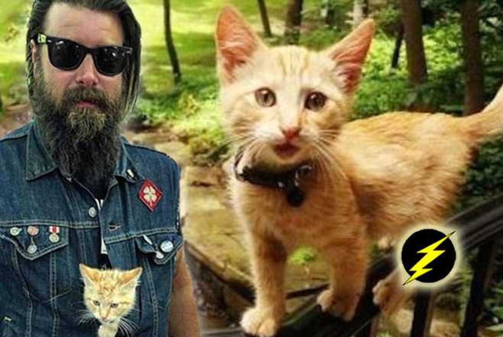 Big, Burly, Badass Biker Saves Badly Burned Little Kitten