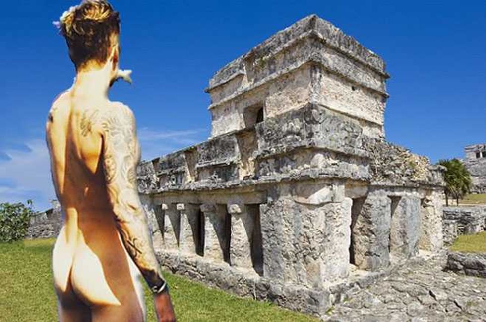 Justin Bieber Mooned Mayan Memorial—Got His Ass Kicked Out