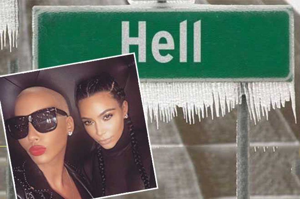 OMG! Kim Kardashian And Amber Rose Kiss And Make Up By Posting Selfie