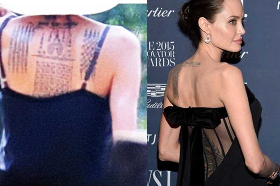 Angelina Jolie Defaces Entire Upper Back With New Buddhist Tattoos