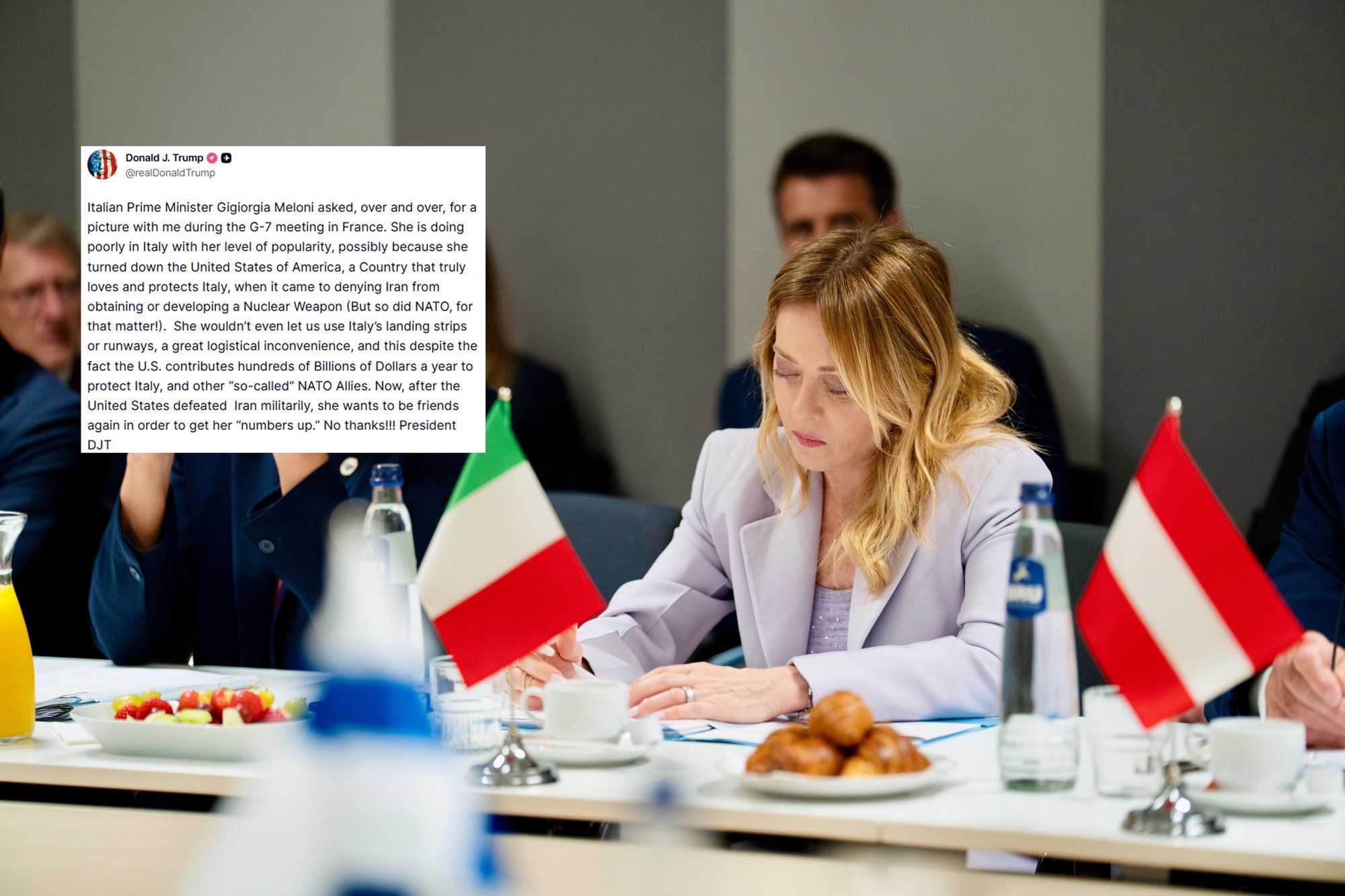 Trump insiste, Meloni lo zittisce: «L’Italia è una nazione sovrana»